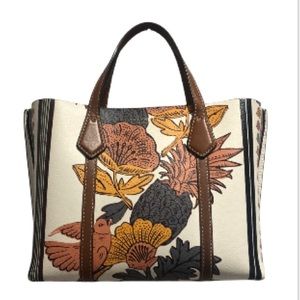 Tory Burch salmon gray mustard pebbled leather bag, crossbody strap included
